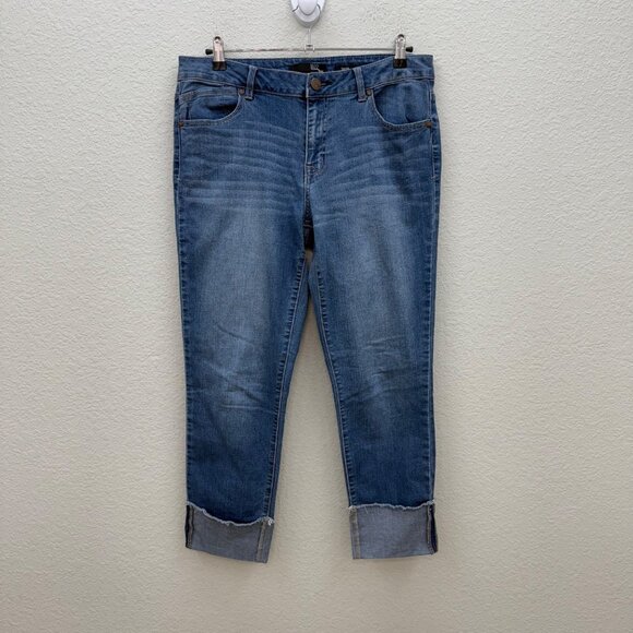 1822 Taylor Distressed Cuffed Raw Hem Denim Blue Jeans Pants Womens size 12 - Picture 1 of 9